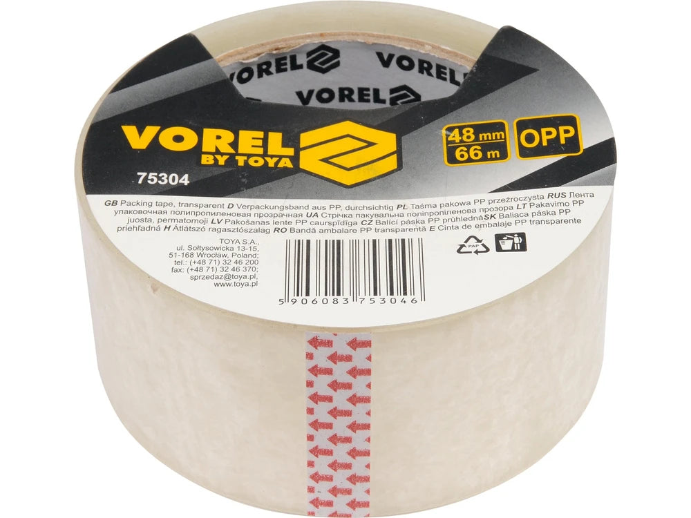 BANDA ADEZIVA PENTRU AMBALARE 48MMX66M, TRANSPARENTA Vorel 75304