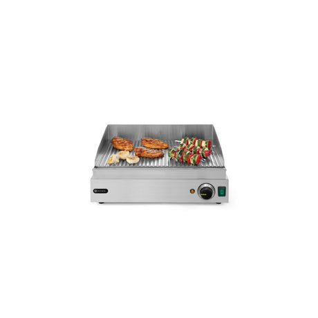 Gratar electric HENDI Profi Line  suprafata integrala striata, 550x380x(H)240 mm, inox, potrivit si pentru uz profesional