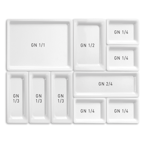 Tavă dreptunghiulară GN 1/2 melamină, albă 325x265x(H)30 Fine Dine