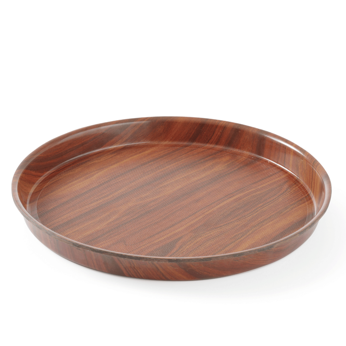 Tava Hendi pentru servire imitatie lemn rotunda, cu margine inalta 420 mm