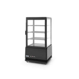 Vitrina rece pt prezentare, Negru, 68 lt, interval temp 2-6 gr C, 170 W, 3 rafturi reglabile pe inaltime, ARKTIC by Hendi, 452x406x(H)891 mm, Clasa energetica C