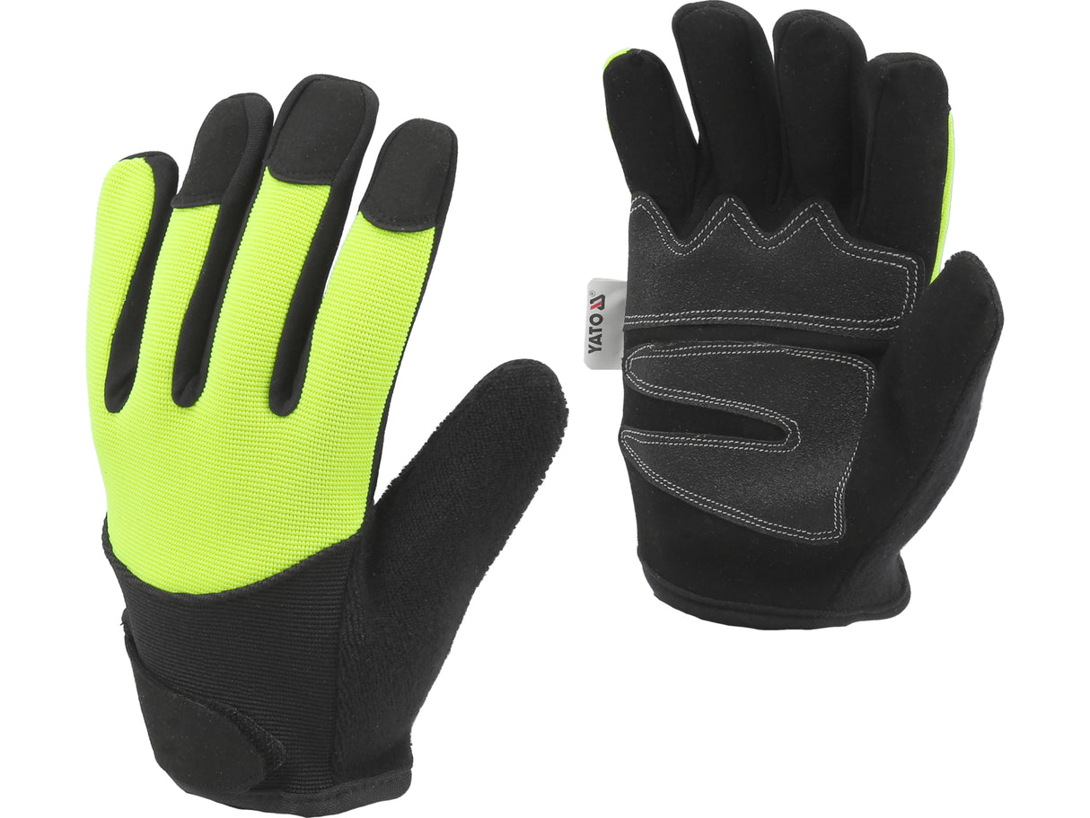 MANUSI DE LUCRU YATO YT-74654 DIN PIELE SINTETICA, GALBEN/NEGRU, MARIMEA 8