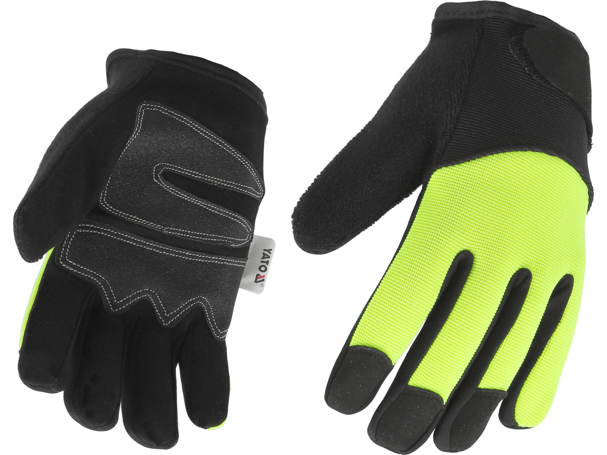 MANUSI DE LUCRU YATO YT-74654 DIN PIELE SINTETICA, GALBEN/NEGRU, MARIMEA 8