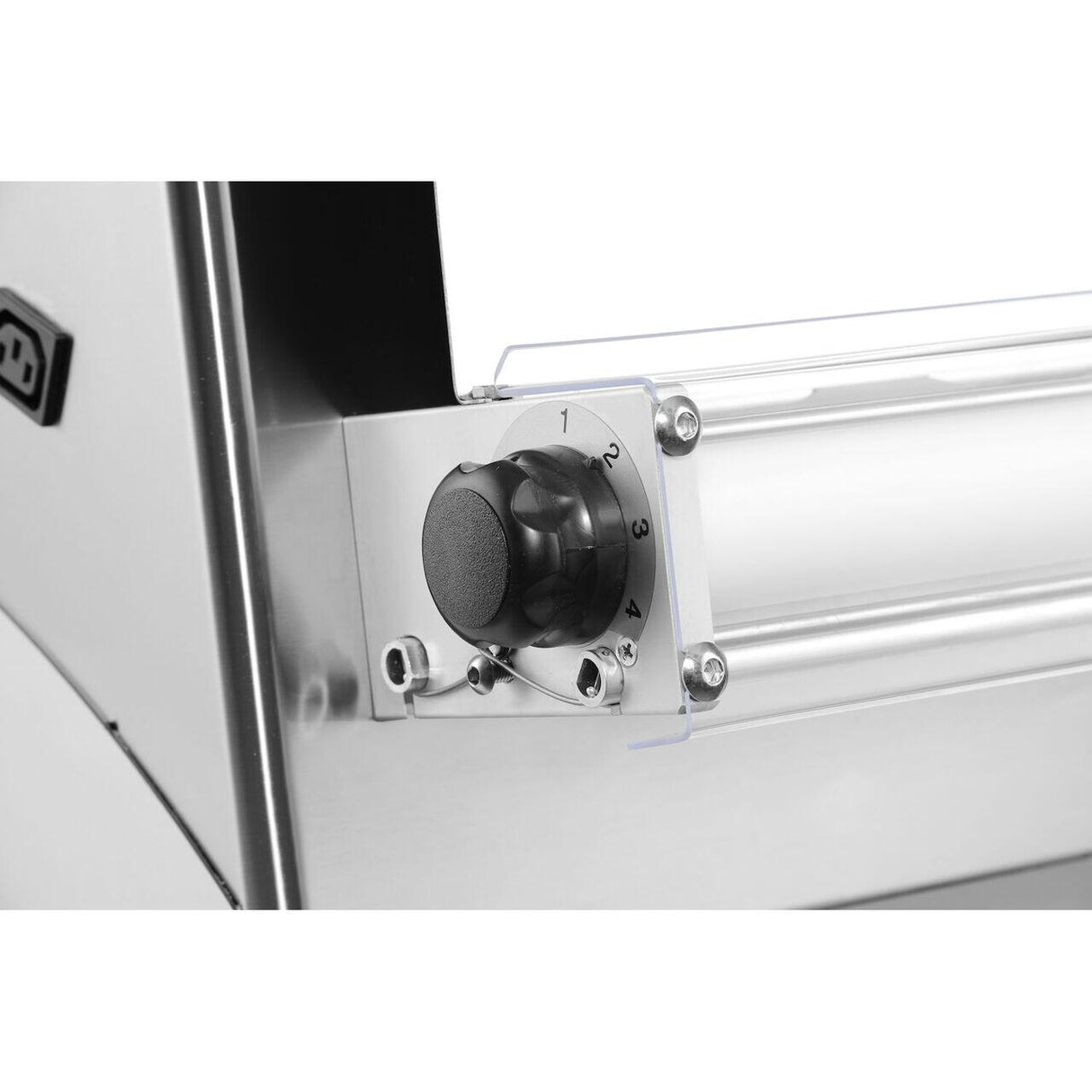 Aparat electric pentru formatare aluat de pizza sau paste Prismafood 400 cu 2 perechi de role, greutate portie de aluat 0,21-0,70 kg, 230V/250W, 585x435x(H)790mm