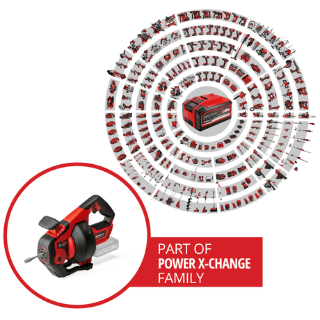 Aparat pentru desfundat tevi (sarpe) pe acumulator Einhell TE - DA 18/760 Li - Solo Power X - Change (18 V, Li - ion, spirala de curatare de 7,6 m, potrivit pentru diametre de tevi de 16–55 mm, livrat fara acumulator sau incarcator Einhell - scule electrice si unelte profesionale - BricoMart