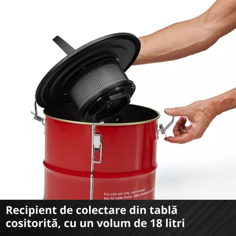 Aspirator pentru cenusa Einhell TC-AV 1830 D, 800 W, putere de aspirare 170 mbar, recipient colectare 18 l, sistem de filtrare, pre-filtru pentru praf fin, functie de suflare, furtun 1 m, cablu 2 m - imagine 5