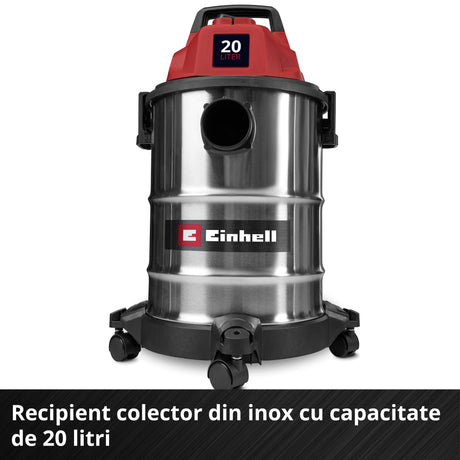 Aspirator umed-uscat Einhell TC-VC 2045 S, 900 W, putere de aspirare 180 mbar, recipient inox 20 L, suport accesorii incluzand diverse filtre si duze - imagine 6