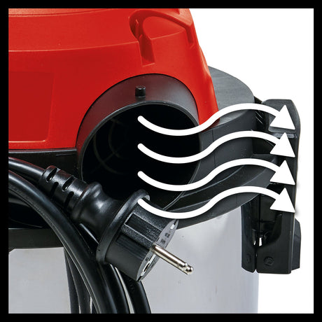 Aspirator umed/uscat Einhell TC - VC 1820 SA (1.250 W, rezervor din otel inoxidabil de 20 l, racord de suflare, suport pentru accesorii, mufa cuplaj automat, furtun de aspirare, duze + filtru Einhell - scule electrice si unelte profesionale - BricoMart