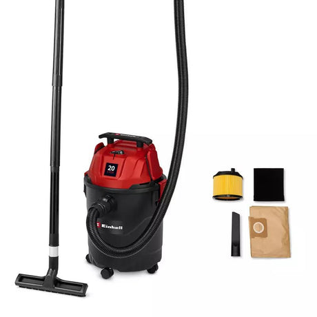 Aspirator umed/uscat Einhell TC-VC 2045, 850 wati, capacitate de aspirare 180 mbar, recipient de colectare 20 l, racord de suflare, maner de transport, incl. duze, filtre si sac de colectare a murdariei - imagine 1