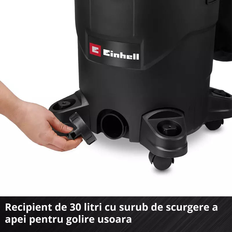 Aspirator umed/uscat Einhell TC-VC 3055 A, 850 W, putere de aspirare 190 mbar, priza automata, recipient de colectare de 30 l, maner de transport, incl. duze, filtre si sac de colectare a murdariei - imagine 6