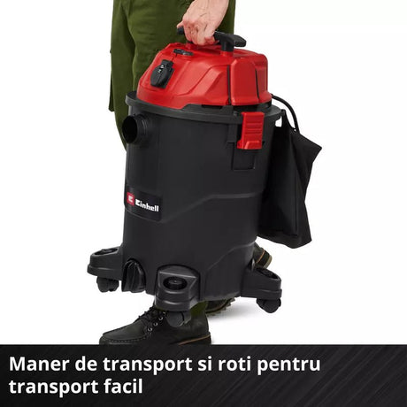 Aspirator umed/uscat Einhell TC-VC 3055 A, 850 W, putere de aspirare 190 mbar, priza automata, recipient de colectare de 30 l, maner de transport, incl. duze, filtre si sac de colectare a murdariei - imagine 9