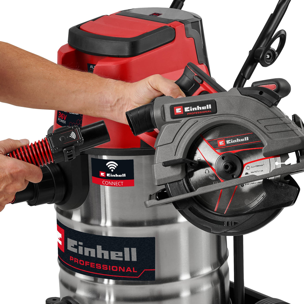 Aspirator umed/uscat pe acumulator Einhell Professional TP - VC 36/30 S Auto - Solo Power X - Change, 36 V, recipient de 30 l, 150 mbar, pornire automata, ECO/BOOST, incl. filtru si duze, acumulator neinclus Einhell - scule electrice si unelte profesionale - BricoMart