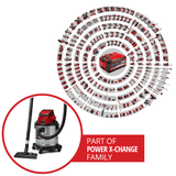 Aspirator umed/uscat pe acumulator Einhell TC - VC 18/20 Li S - Solo Power X - Change (18 V, 20 L role din otel inoxidabil, suport pentru accesorii inclusiv diverse filtre si duze, fara acumulator Einhell - scule electrice si unelte profesionale - BricoMart