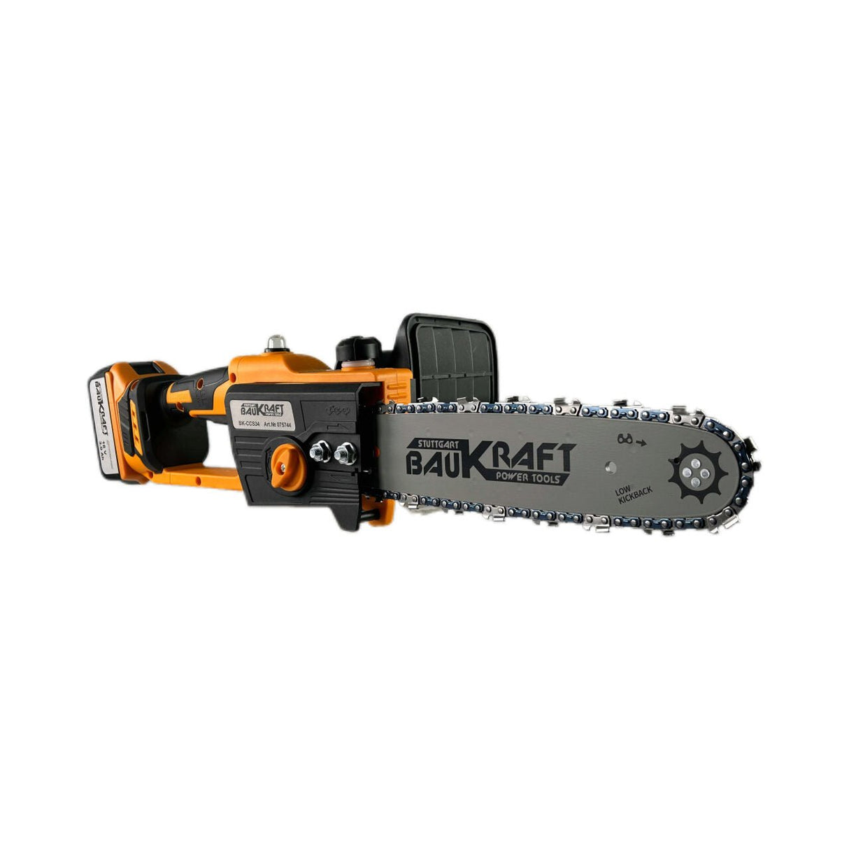 BAUKRAFT Fierastrau cu lant 18V 305mm SDS 3/8" .050" 45 3Ah BK - CCS34 BAUKRAFT BK - CCS34 este soluția ideală pentru tăierea buștenilor mici și a ramurilor rapid și eficient. Tensiunea lanțulu Baukraft - scule electrice si unelte profesionale - BricoMart