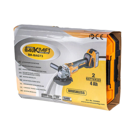 BAUKRAFT Polizor unghiular brushless Ø125mm 18V 2x4Ah geanta BK - BAG73 Polizorul unghiular "BK - BAG73" are un motor eficient fără perii care oferă mai multă putere și o durată de viață mai lun Baukraft - scule electrice si unelte profesionale - BricoMart
