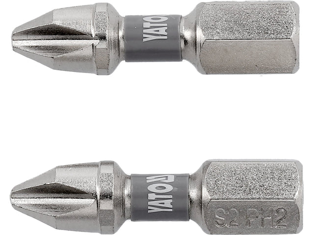 BITI 1/4 25MM PH2, 2 BUC, NI Yato YT - 78001 - 6.3 mm, 25 mm Yato - scule electrice si unelte profesionale - BricoMart
