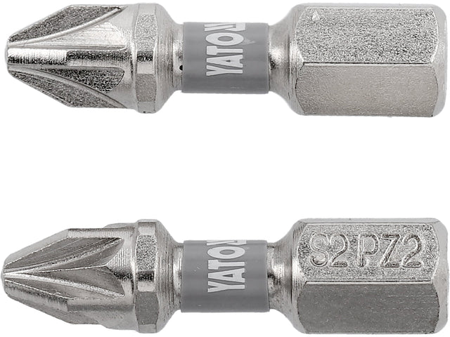 BITI 1/4 25MM PZ2, 2 BUC, NI Yato YT - 78004 - 6.3 mm, 25 mm Yato - scule electrice si unelte profesionale - BricoMart