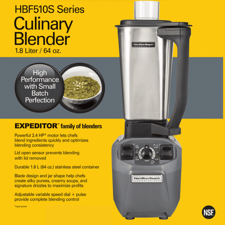 Blender de bucătărie Expeditor™ HBF510S-CE cu vas din oțel inoxidabil de 1,8 l, Hamilton Beach Commercial