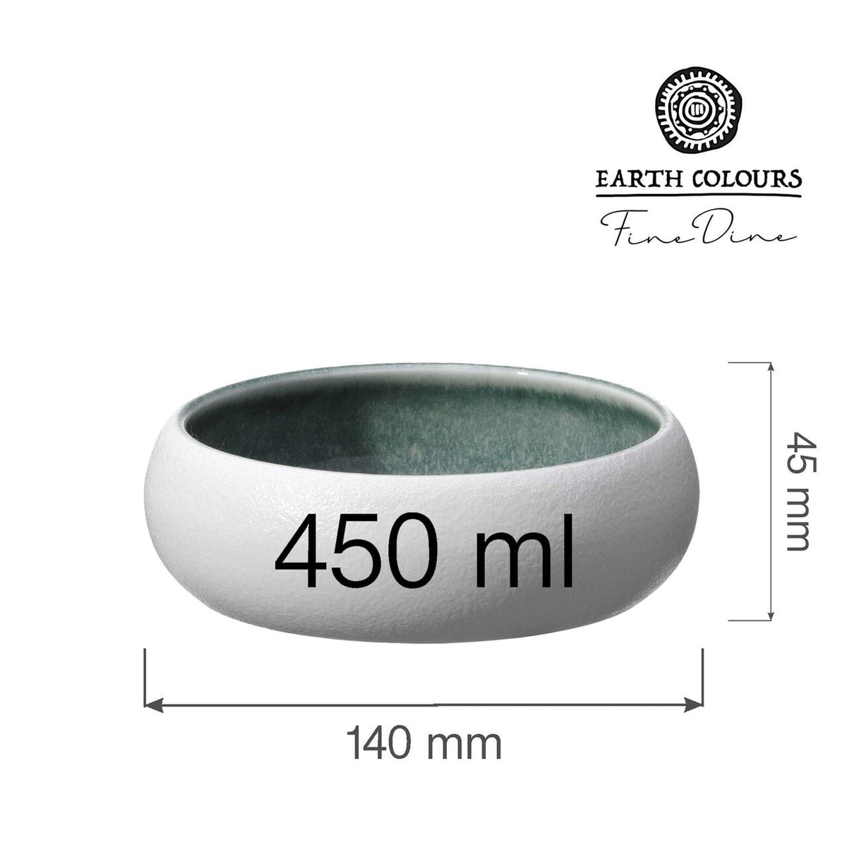 Bol Goro White Green 140 mm, 450 ml Fine Dine