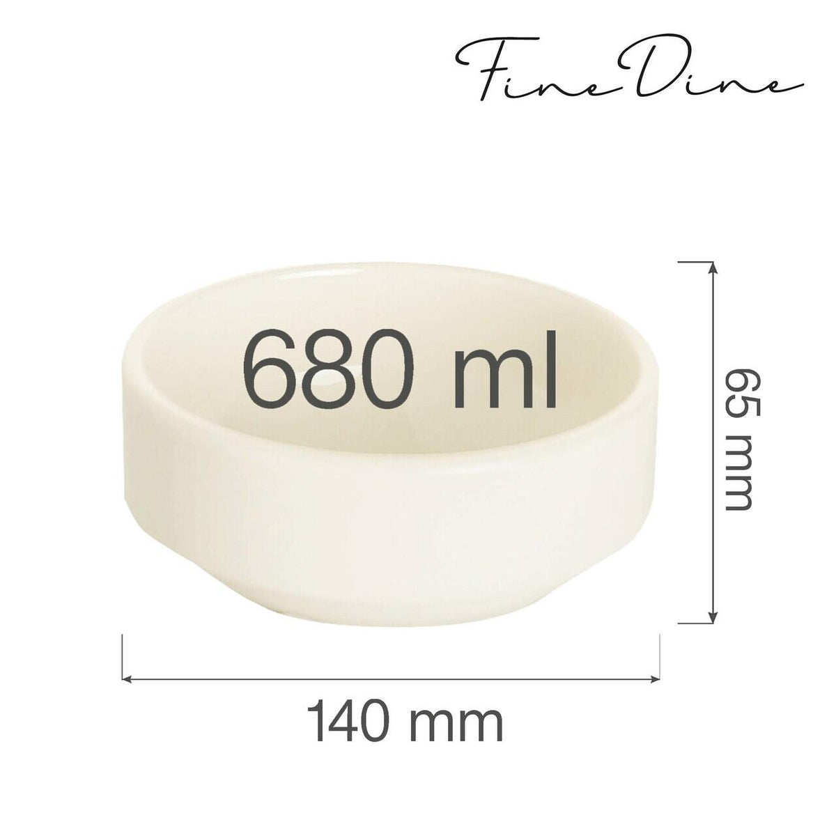Bol stivuibil Fine Dine, Crema 660 ml, 140 mm