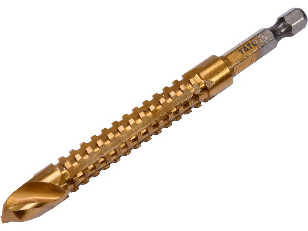 BURGHIU FREZA PRINDERE HEXAGONALA 10,0MM HSS - TIN Yato YT - 44828 - Burghie fierastrau, 10 mm, 6,3 mm, rezistent Yato - scule electrice si unelte profesionale - BricoMart