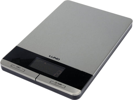 CANTAR DE BUCATARIE, OTEL INOXIDABIL, 15X22.5X1.5CM Lund 68362 - 5 kg, 5000 g, 1g, 56 x 25 mm Lund - scule electrice si unelte profesionale - BricoMart