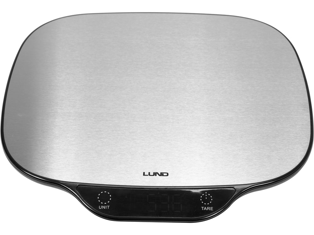 CANTAR DE BUCATARIE, OTEL INOXIDABIL, 27X25X1.8CM Lund 68363 - 5 kg, 5000 g, 1g, 55 x 20 mm Lund - scule electrice si unelte profesionale - BricoMart