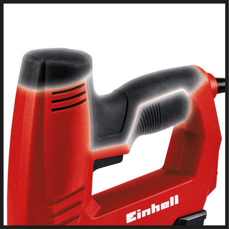 Capsator electric Einhell TC - EN 20 E, pentru capse tip 53 (6 - 14 mm), cuie tip 47 (14 mm), preselectare electronica a fortei de impact,varf de siguranta, incl. 1000 capse/500 cuie Einhell - scule electrice si unelte profesionale - BricoMart