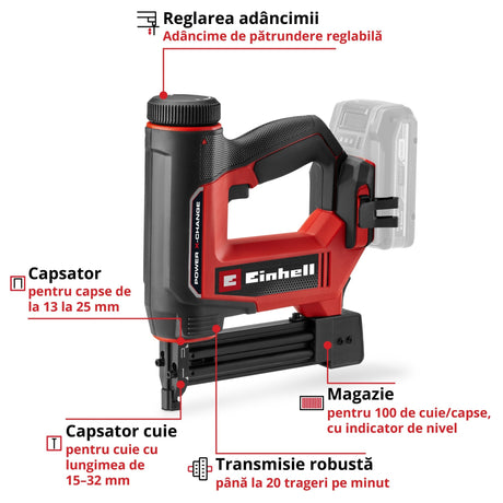 Capsator fara fir Einhell TE - CN 18/32 Li - Solo - Softgrip BricoMart - scule electrice si unelte profesionale - BricoMart