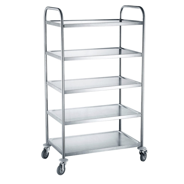 Carucior servire cu 5 rafturi, realizat din otel inoxidabil, sarcina maxima pe raft 30 kg,905x585x(H)1545
