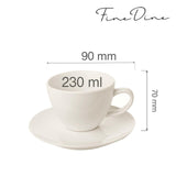 Ceașcă elegantă cu farfurioară pentru ceai și cafea Fine DIne,  Crema 230 ml