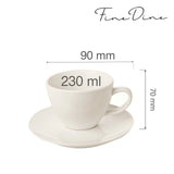 Ceașcă elegantă cu farfurioară pentru ceai și cafea Fine DIne,  Crema 230 ml
