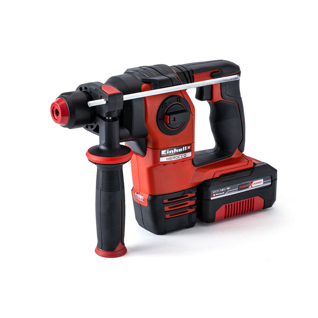 Ciocan rotopercutor pe acumulator HEROCCO Einhell +5, 1 x 3.0 AH Power X - Change Li - Ion, 18V, 2.2 jouli, 18 Nm, SDS Plus, incl. acumulator 3.0 Ah, incarcator, 3 burghie, dalta plata, dalta ascutita, incl. E - box Einhell - scule electrice si unelte profesionale - BricoMart