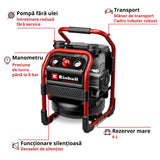 Compresor aer fara fir Einhell SILENZZO 18/160 - 6 l, 59 dB (A) BricoMart - scule electrice si unelte profesionale - BricoMart