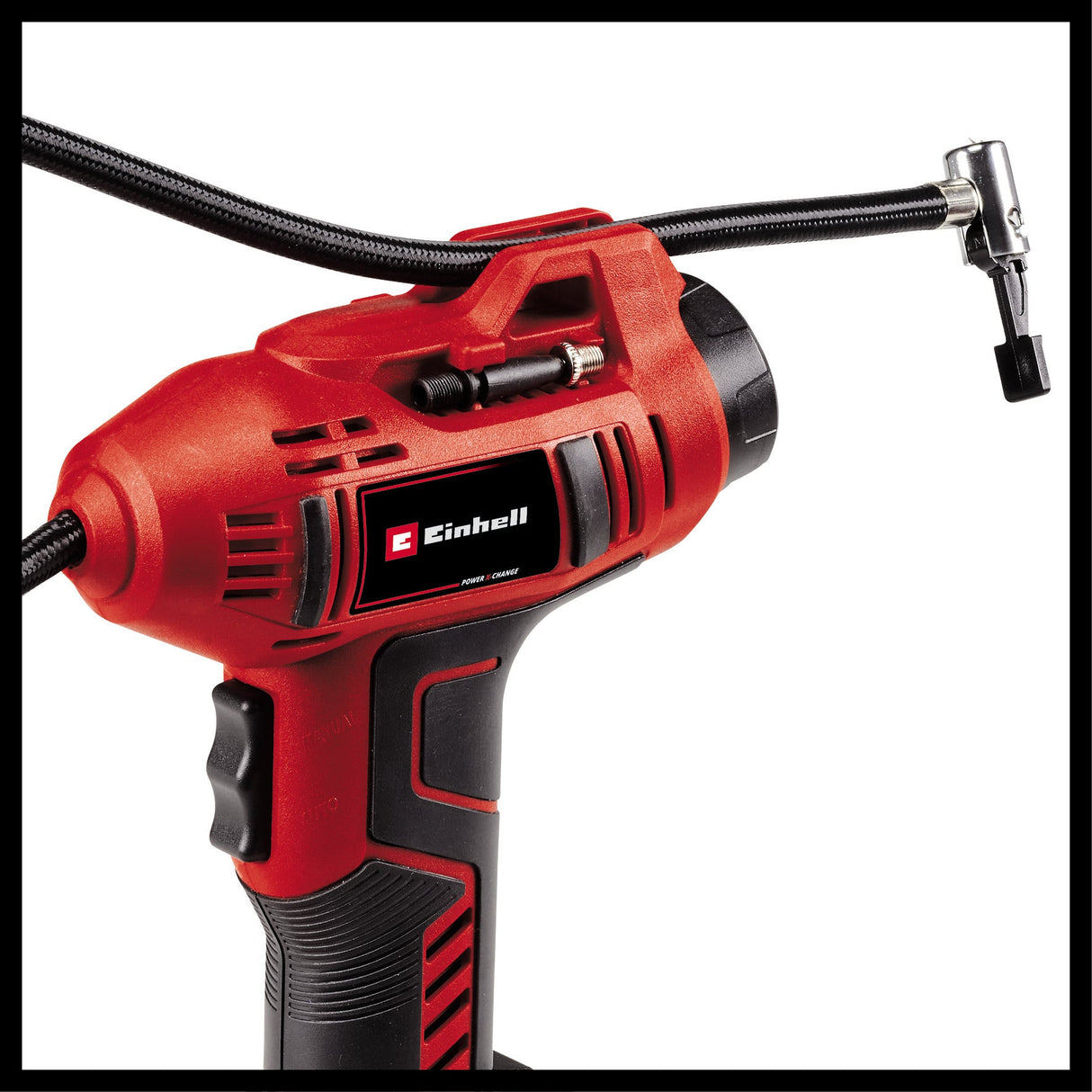 Compresor de aer auto pe acumulator Einhell CE - CC 18 Li - Solo Power X - Change, Li - ion, 18 V, max. 11 bar, furtun de aer comprimat de 60 cm, functie de oprire automata, livrare fara acumulator sau incarcator Einhell - scule electrice si unelte profesionale - BricoMart