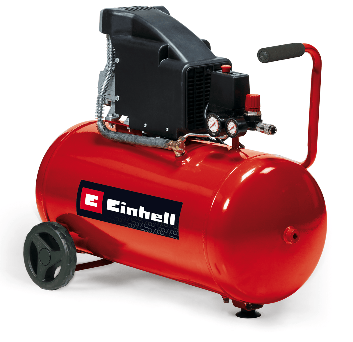 Compresor Einhell TC - AC 190/50/8, max. 8 bar, lubrifiere cu ulei, control nivel ulei, rezervor de 50 l, suport cu tampon de cauciuc, supapa de sens unic/siguranta, surub de golire Einhell - scule electrice si unelte profesionale - BricoMart