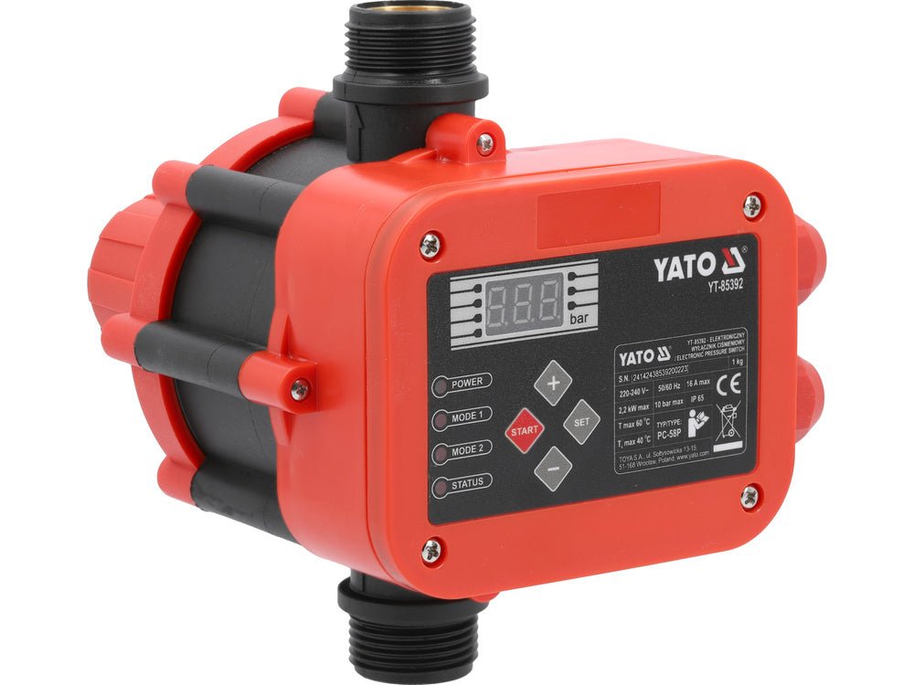 Comutator de presiune Presostat Yato YT - 85392, PC - 58 , 0,5 - 6 bar, 10 bar, 220 - 240 V, IP65 , LCD YATO - scule electrice si unelte profesionale - BricoMart