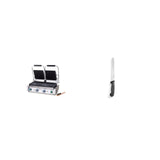 Contact grill dublu (striat/neted) + Cuțit pâine negru