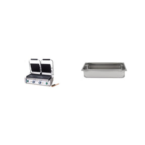 Contact grill dublu (striat/neted) + Tavă GN 1/3 (200mm)