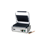 Contact grill Panini, profesional, Hendi, 2200W, partea superioara si cea inferioara striate, din fonta cu invelis ceramic, suprafata grill 340 x 230 mm