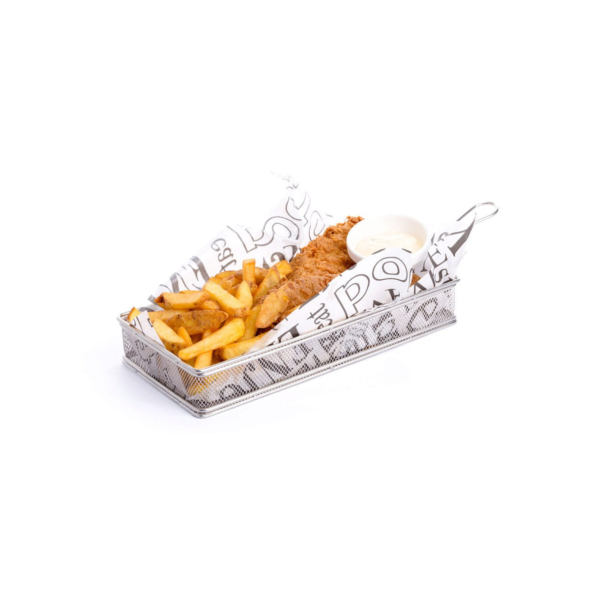 Cos servire tip mini-fry, pentru servire cartofi prajiti si aperitive, inox, 275x130x(H)45 mm, Hendi
