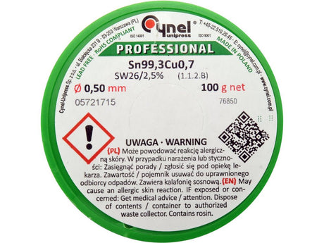 COSITOR FARA PLUMB, 0,5MM, 100G, SN99,3CU0,7 Toya 76850 Toya - scule electrice si unelte profesionale - BricoMart