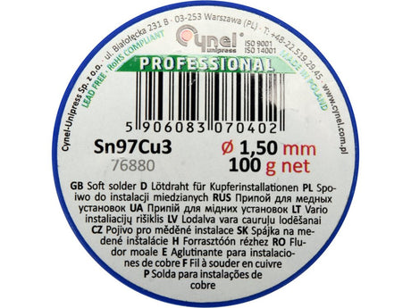 COSITOR FARA PLUMB, 1,5MM, 100G, SN97CU3 Toya 76880 Toya - scule electrice si unelte profesionale - BricoMart