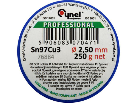 COSITOR FARA PLUMB, 2,5MM, 250G, SN97CU3 Toya 76884 Toya - scule electrice si unelte profesionale - BricoMart
