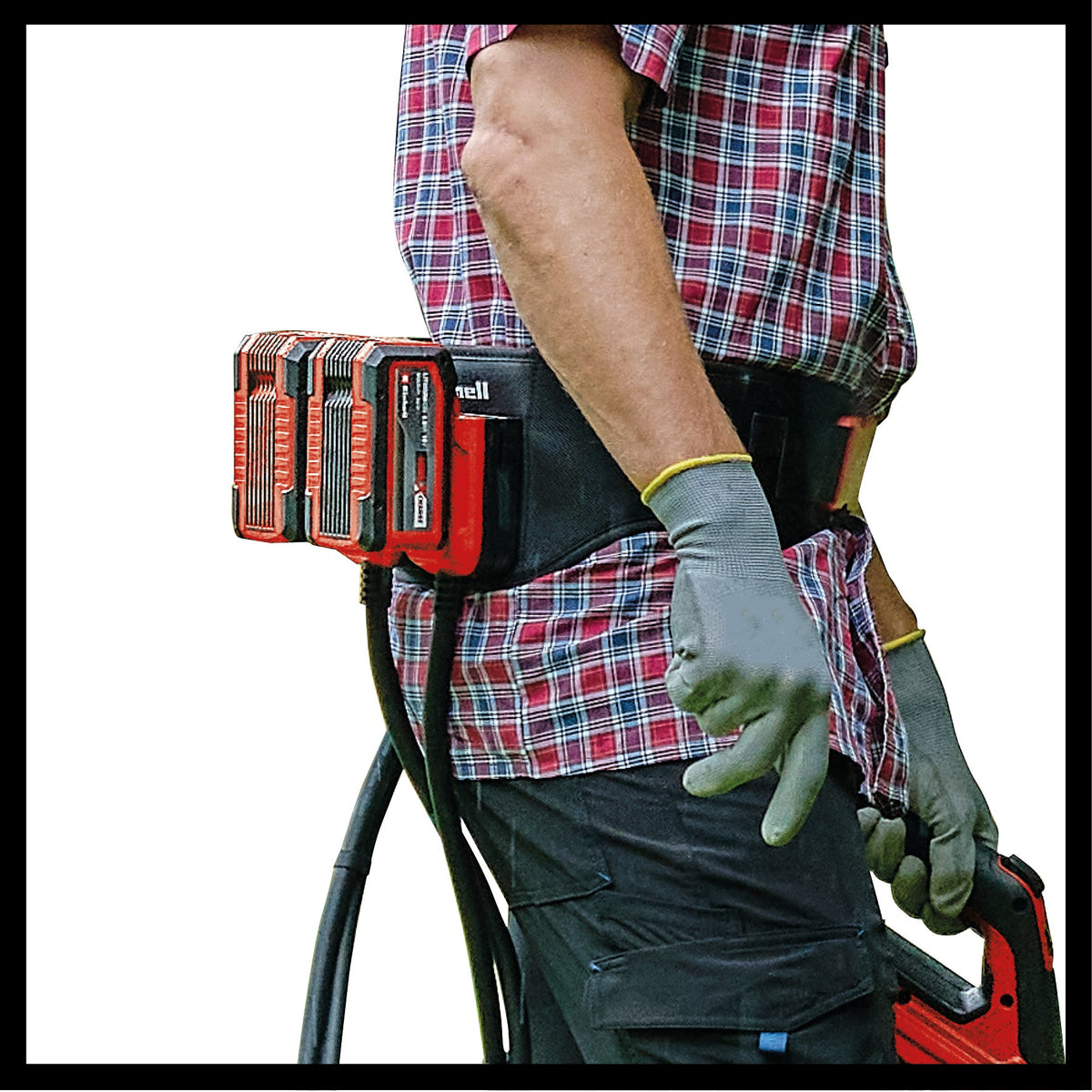 Curea de transport/suport pentru baterii Einhell originala GE - PB 36/18 Li Power X - Change (pentru transportul direct pe corp al bateriilor PXC, pentru alimentare de 18 V si 36 V, lungime reglabila a curelei pana la 150 cm Einhell - scule electrice si unelte profesionale - BricoMart