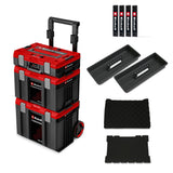 Cutii pentru scule E-Case originale Einhell, atelier rulant format din 3 genti, max. 120 kg, rezistente la praf + jet de apa, 44 x 40 x 70 cm, inclusiv sine laterale - imagine 1