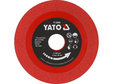 DISC DIAMANTAT PENTRU PLACI CERAMICE 115X1,0X 22,23MM Yato YT - 59940 Yato - scule electrice si unelte profesionale - BricoMart
