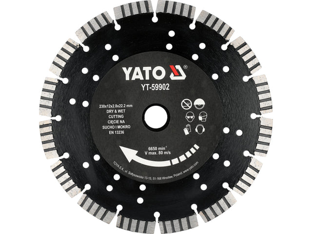 DISC PENTRU BETON ARMAT 230MM Yato YT - 59902 Yato - scule electrice si unelte profesionale - BricoMart