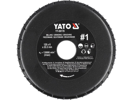 DISC RASPEL PENTRU POLIZOR UNGHIULAR, 120X6MM, NR1 Yato YT - 59178 Yato - scule electrice si unelte profesionale - BricoMart