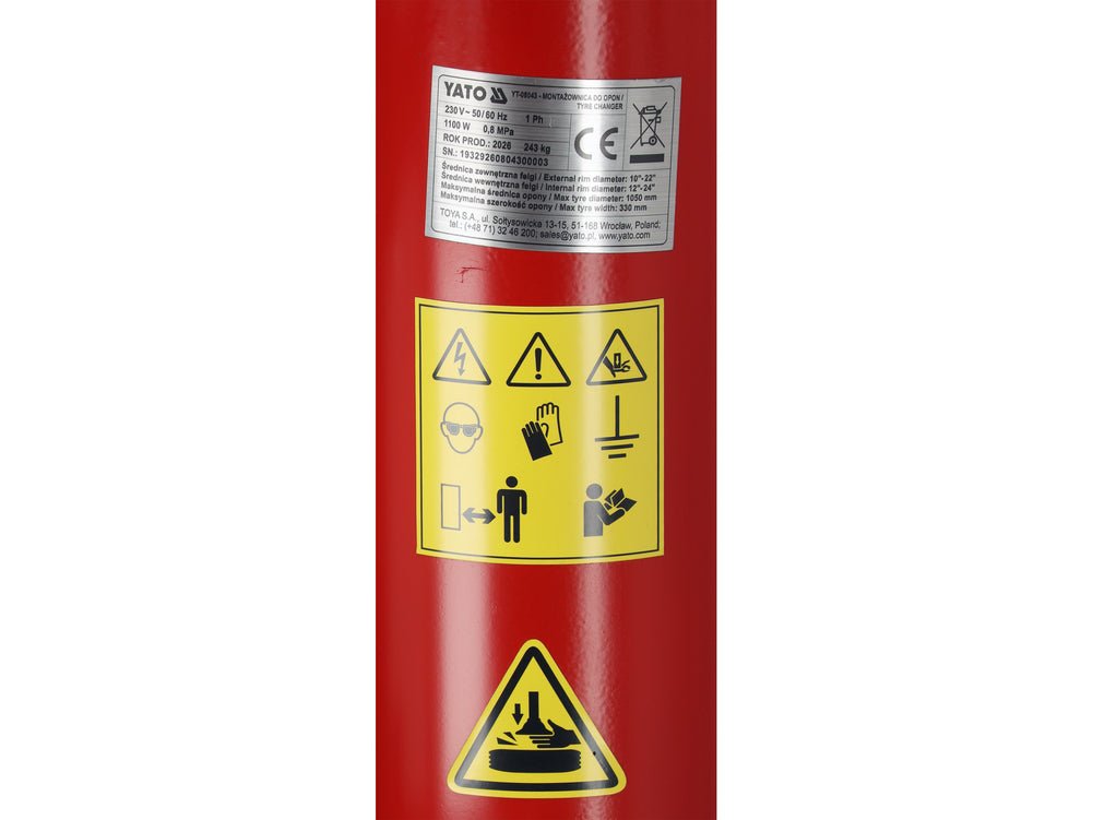 Dispozitiv de schimbat anvelope cu braț auxiliar YATO YT-08043